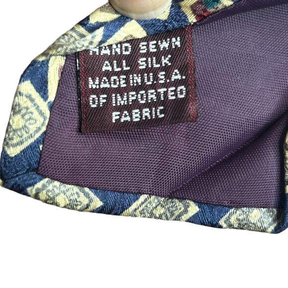 Blue Geometric Square and Diamond Tie - Picture 7 of 7